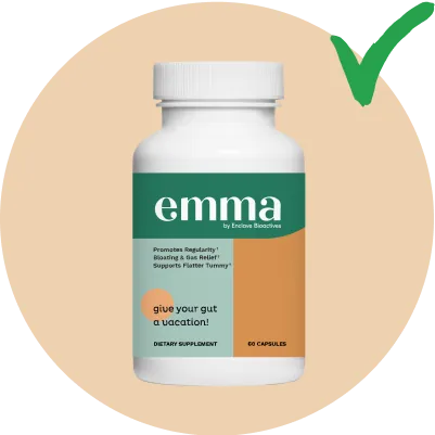 EmmaRelef supplement bottle with quality check mark